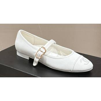 Chanel Cotton Silk Mary Janes G45503 White 2024 (modeng-24040238)