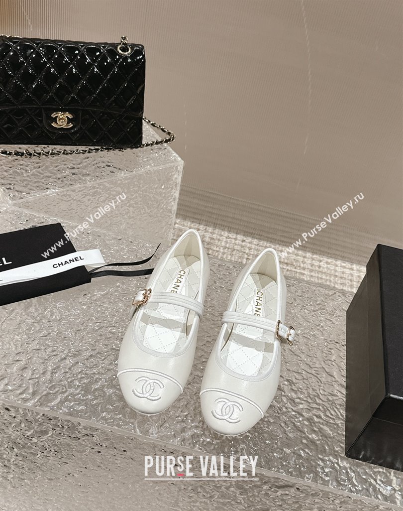 Chanel Lambskin Mary Janes G45503 White 2024 (modeng-24040234)