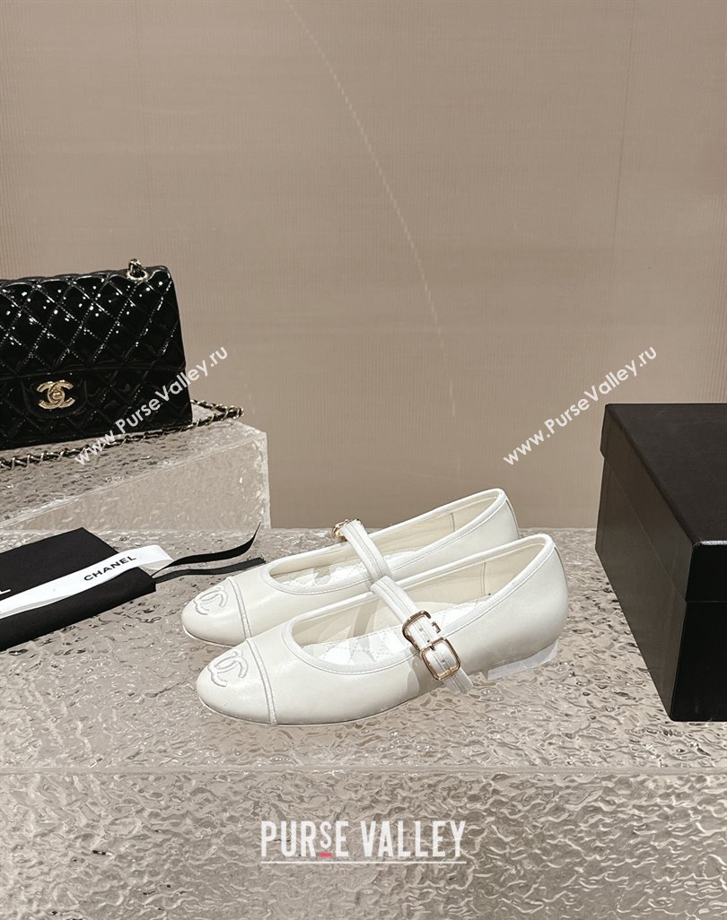 Chanel Lambskin Mary Janes G45503 White 2024 (modeng-24040234)