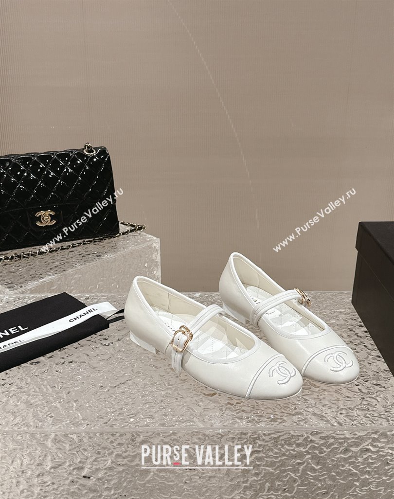 Chanel Lambskin Mary Janes G45503 White 2024 (modeng-24040234)