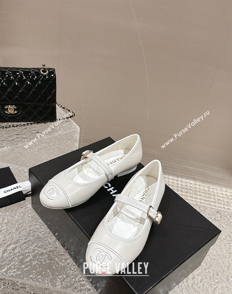 Chanel Lambskin Mary Janes G45503 White 2024 (modeng-24040234)
