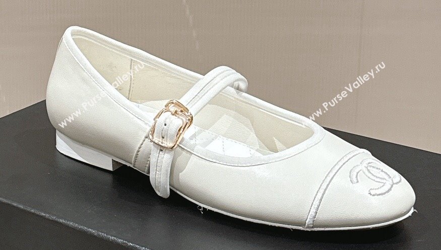 Chanel Lambskin Mary Janes G45503 White 2024 (modeng-24040234)