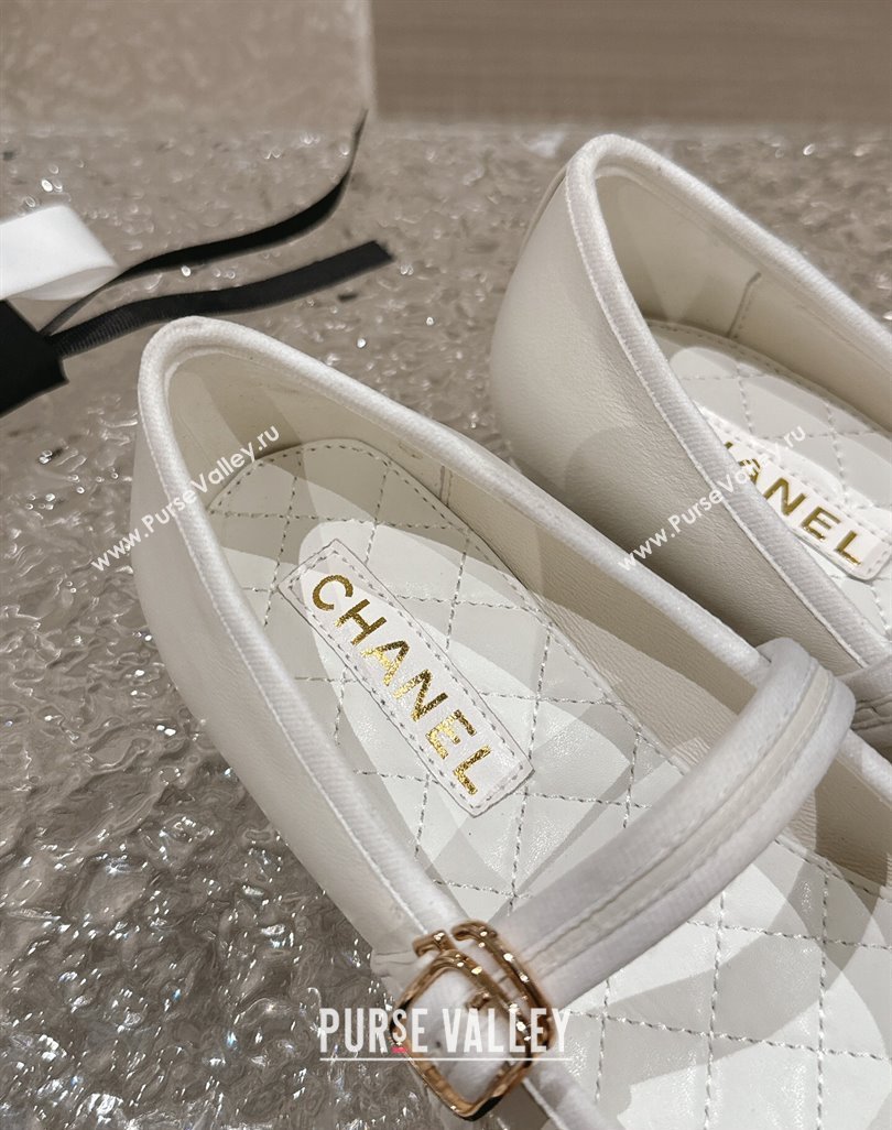Chanel Lambskin Mary Janes G45503 White 2024 (modeng-24040234)
