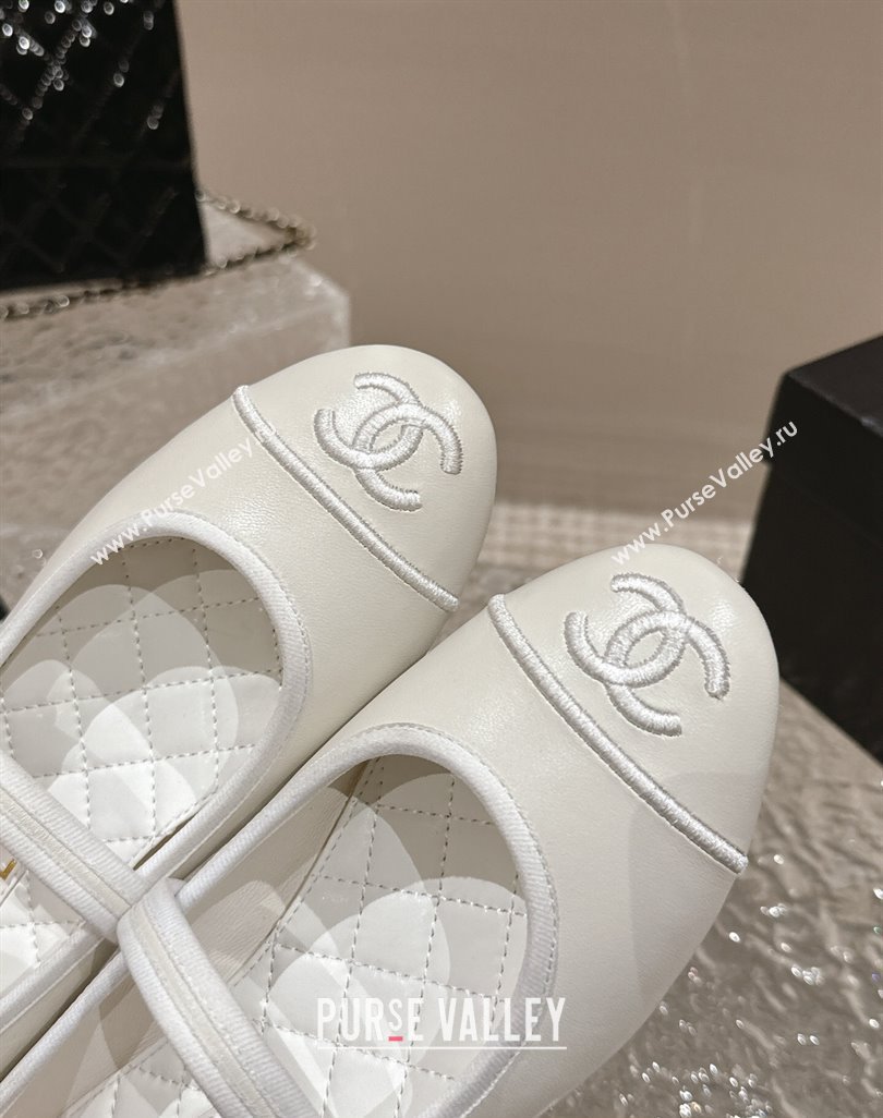 Chanel Lambskin Mary Janes G45503 White 2024 (modeng-24040234)