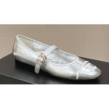 Chanel Lambskin Mary Janes G45503 Silver 2024 (modeng-24040236)