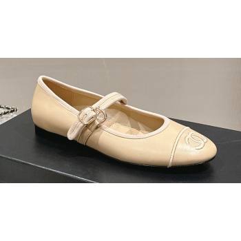 Chanel Lambskin Mary Janes G45503 Beige 2024 (modeng-24040235)