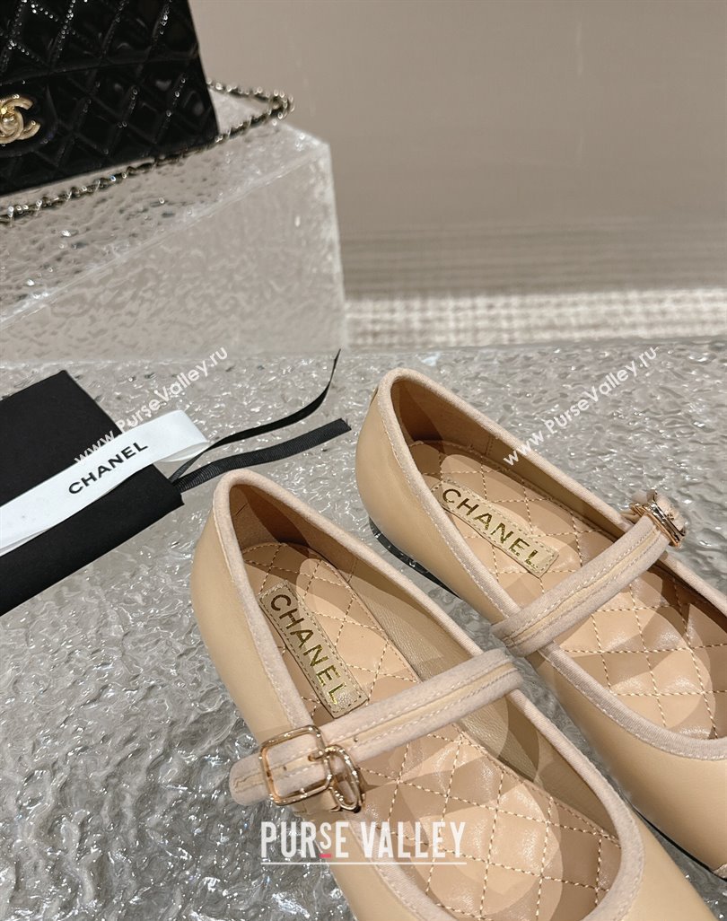 Chanel Lambskin Mary Janes G45503 Beige 2024 (modeng-24040235)