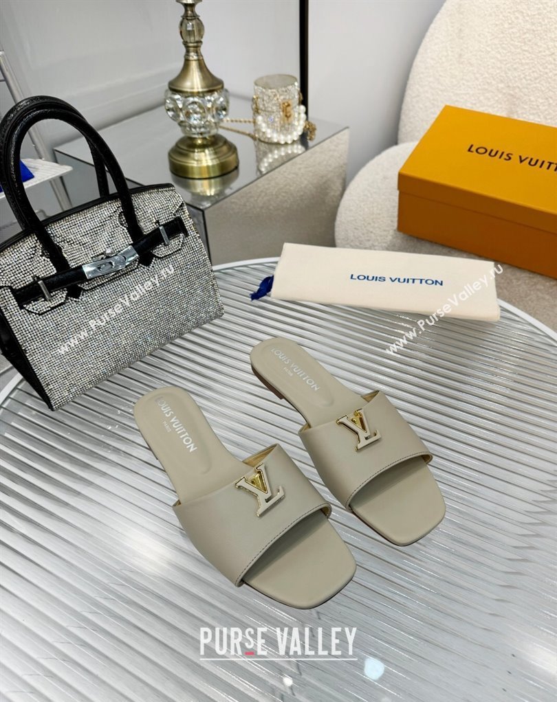 Louis Vuitton Calf leather LV Capri Flat Mules Gray 2024 (modeng-24033030)