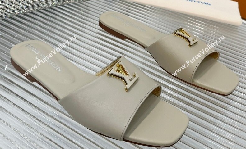 Louis Vuitton Calf leather LV Capri Flat Mules Gray 2024 (modeng-24033030)