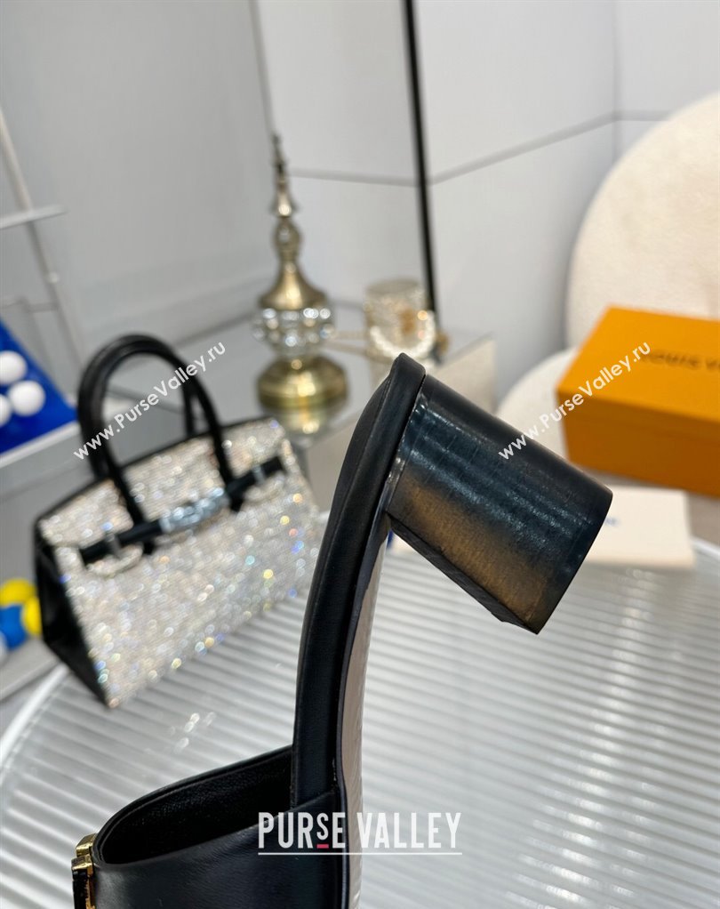 Louis Vuitton Calf leather LV Capri Heel Mules Black 2024 (modeng-24033017)