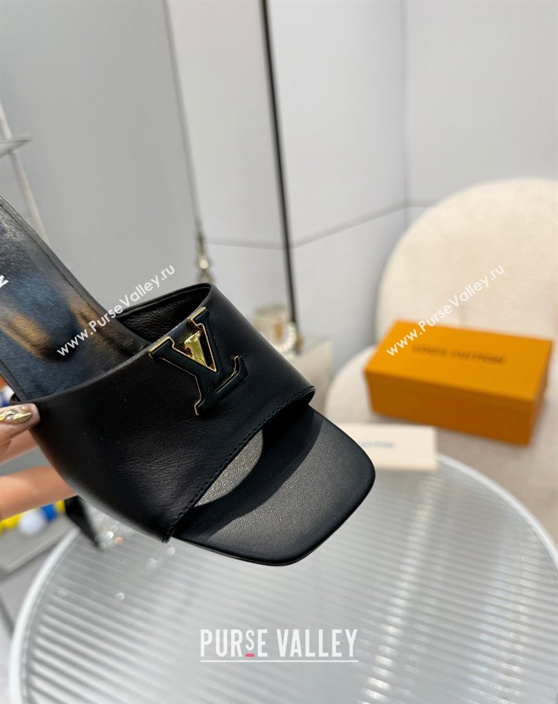 Louis Vuitton Calf leather LV Capri Heel Mules Black 2024 (modeng-24033017)
