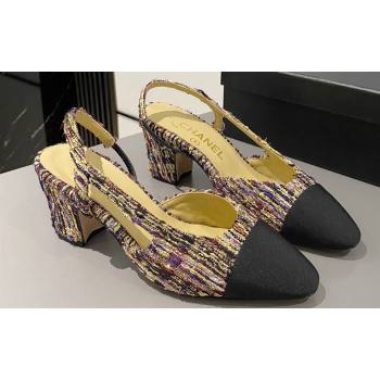 Chanel Heel 6.5cm Slingbacks G31318 Tweed Multicolor/Black 2024 (modeng-24040217)