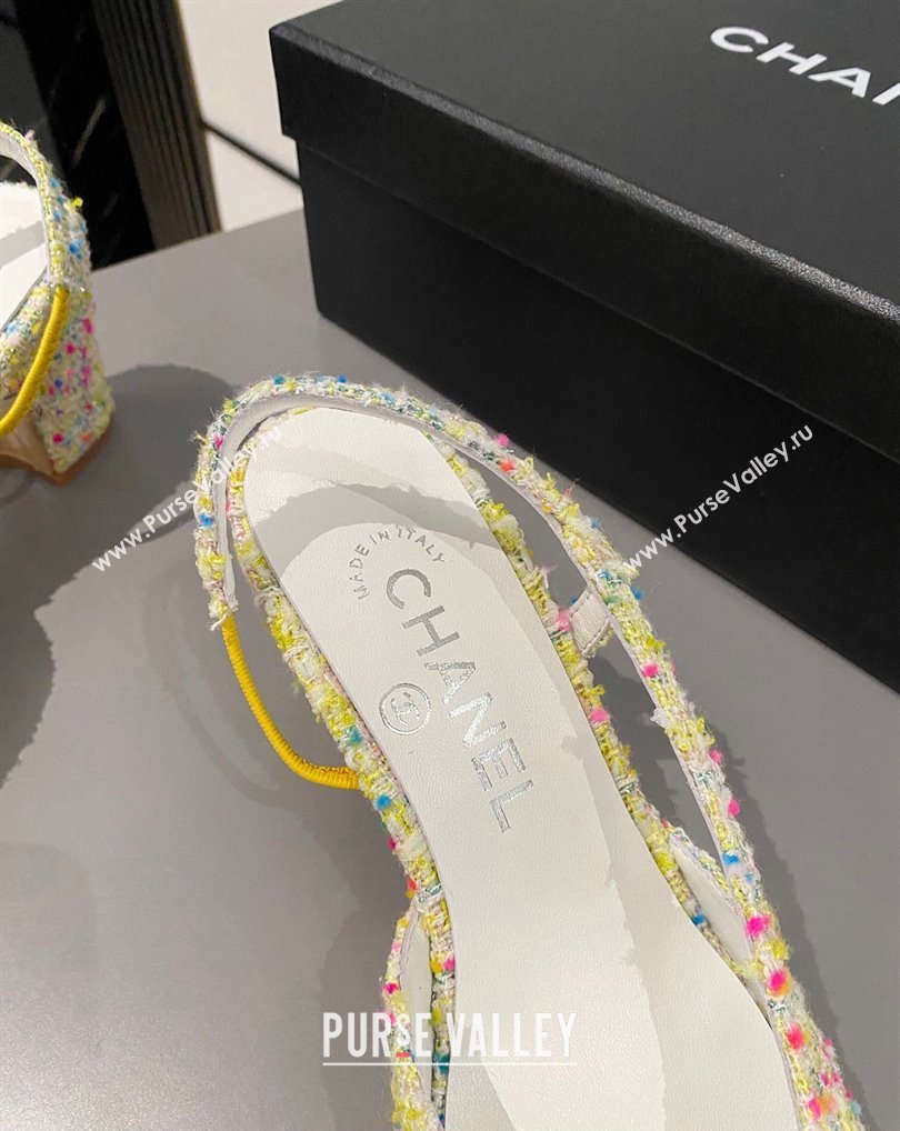 Chanel Heel 6.5cm Slingbacks G31318 Tweed Yellow 2024 (modeng-24040218)