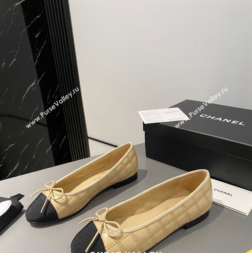 Chanel Lambskin, Embroidery Grosgrain Ballet flats G45591 Black/Beige 2024 (modeng-24040229)