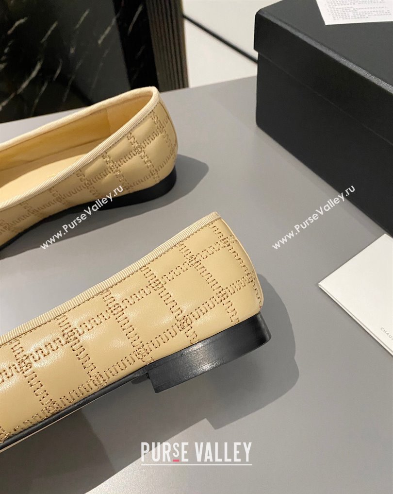 Chanel Lambskin, Embroidery Grosgrain Ballet flats G45591 Black/Beige 2024 (modeng-24040229)