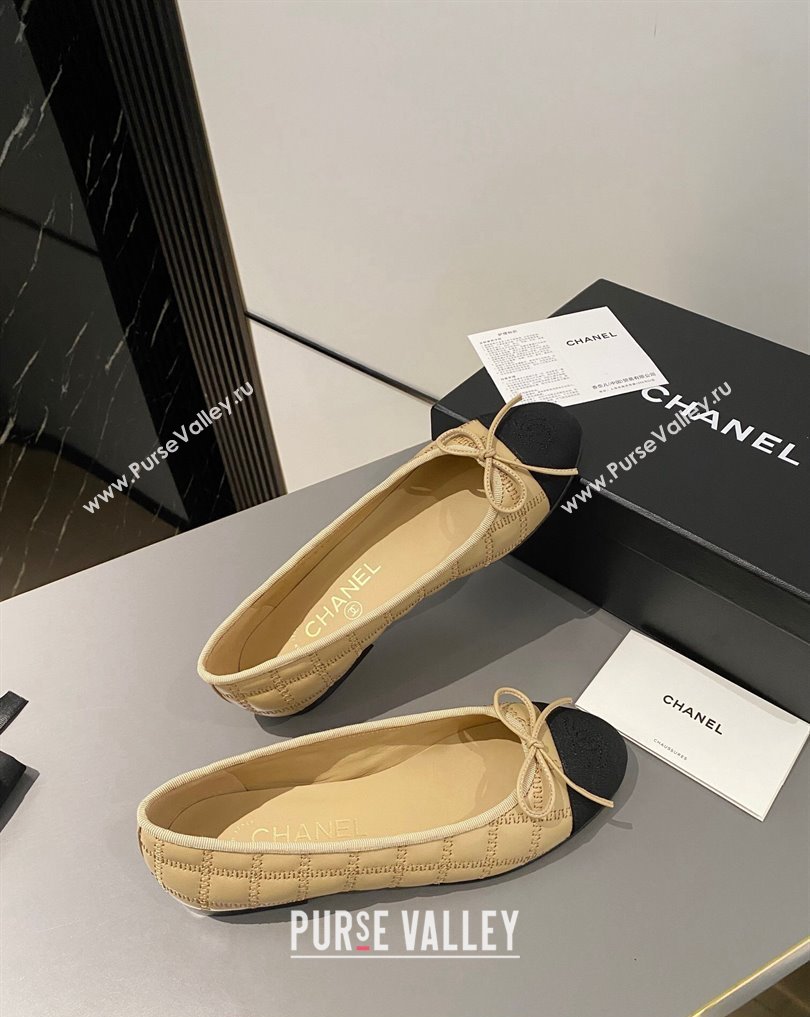 Chanel Lambskin, Embroidery Grosgrain Ballet flats G45591 Black/Beige 2024 (modeng-24040229)