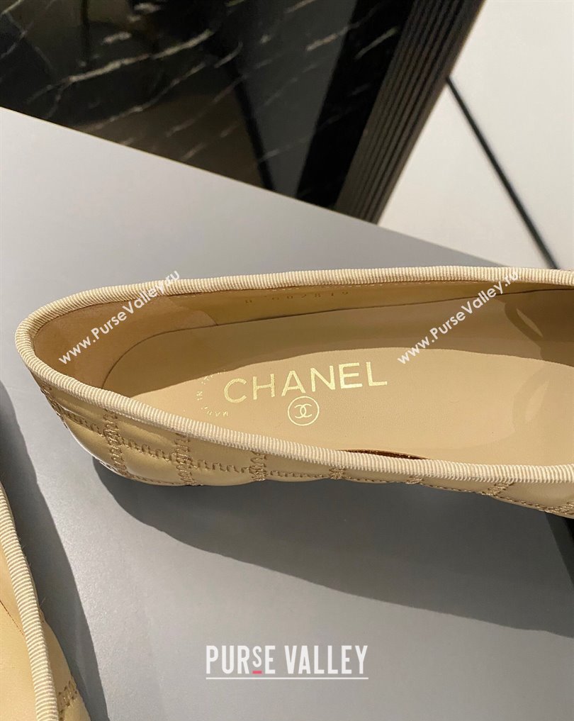 Chanel Lambskin, Embroidery Grosgrain Ballet flats G45591 Black/Beige 2024 (modeng-24040229)