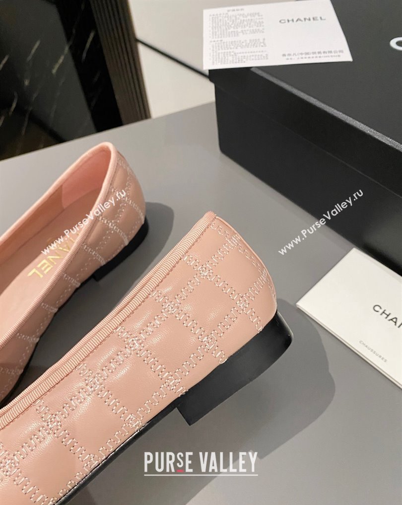 Chanel Lambskin, Embroidery Grosgrain Ballet flats G45591 Black/Nude Pink 2024 (modeng-24040228)
