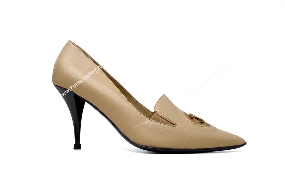 Chanel Heel 7.5cm Metal CC Logo Lambskin Vintage Pumps Beige 2024 (modeng-24040118)