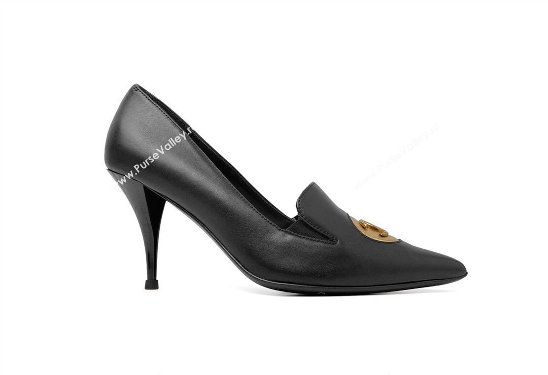 Chanel Heel 7.5cm Metal CC Logo Lambskin Vintage Pumps Black 2024 (modeng-24040116)