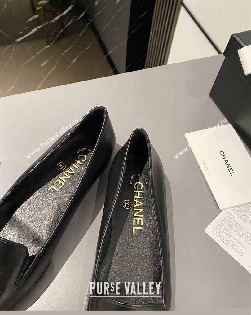 Chanel Metal CC Logo Lambskin Vintage Ballet Flats Black 2024 (modeng-24040119)
