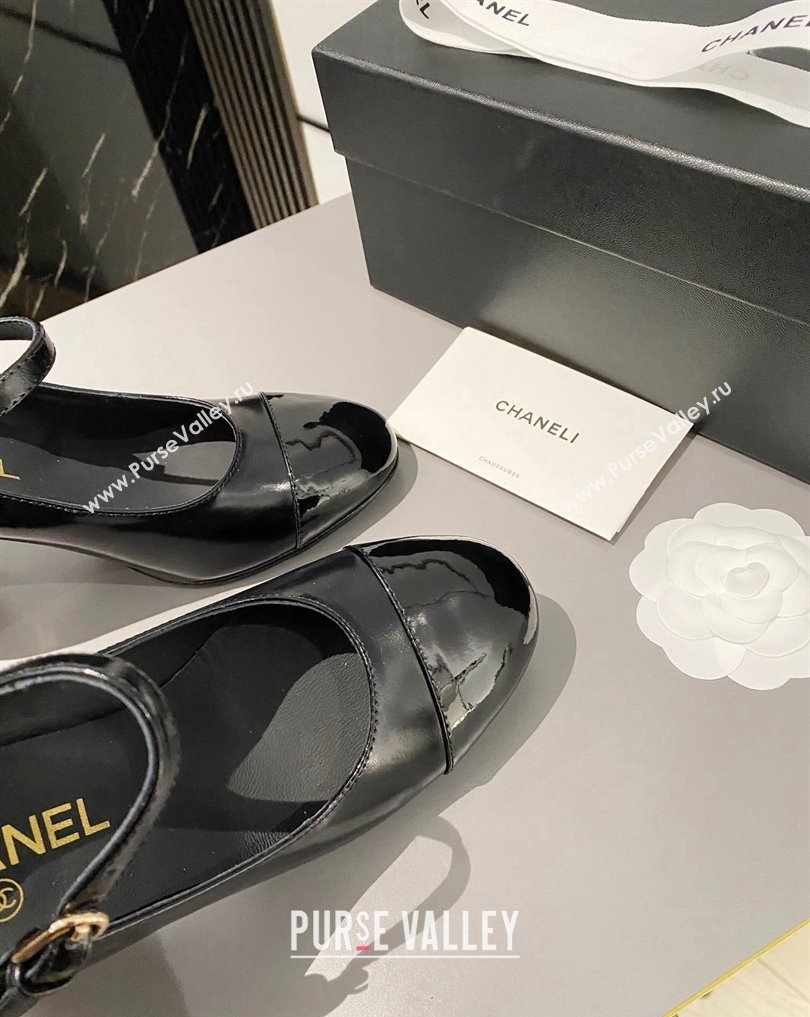 Chanel Multicolor Chain Heel 8.5cm Lambskin Mary Janes Black 2024 (modeng-24040101)