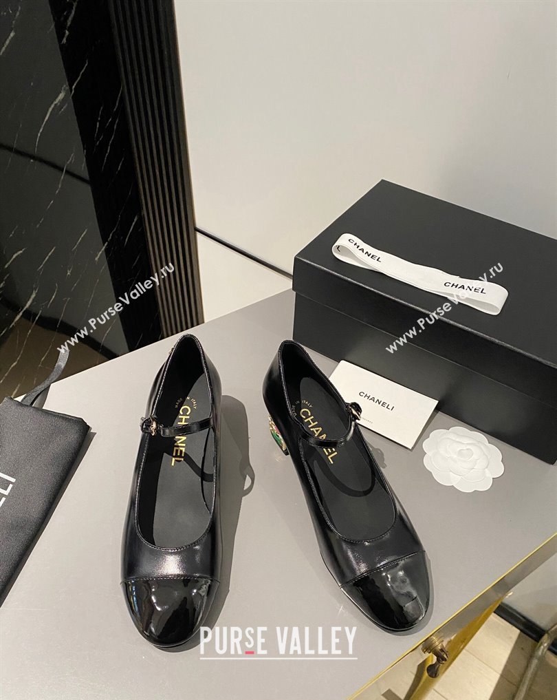 Chanel Multicolor Chain Heel 4.5cm Lambskin Mary Janes Black 2024 (modeng-24040104)