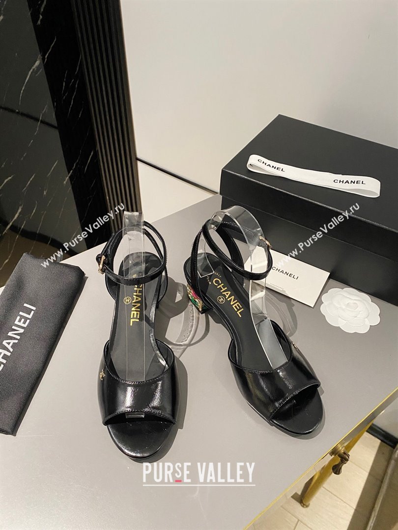 Chanel Multicolor Chain Heel 4.5cm Lambskin Sandals Black 2024 (modeng-24040110)