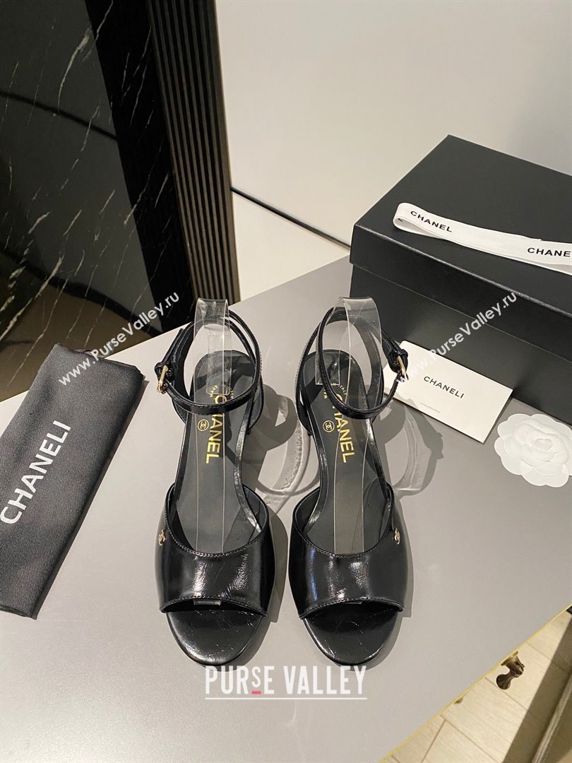 Chanel Multicolor Chain Heel 4.5cm Lambskin Sandals Black 2024 (modeng-24040110)