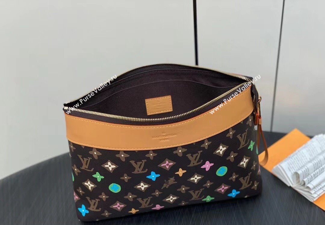 Louis Vuitton Monogram Craggy Canvas Pochette Voyage Souple Bag M83568 Chocolate 2024 (kiki-24040125)
