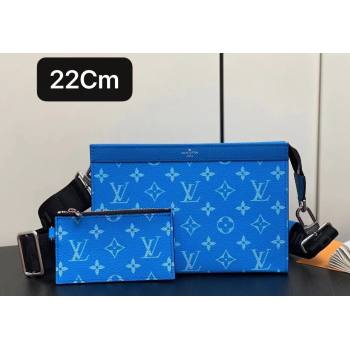 Louis Vuitton Taiga leather and Monogram canvas Gaston Wearable Wallet Bag M83099 Blue 2024 (kiki-24040133)