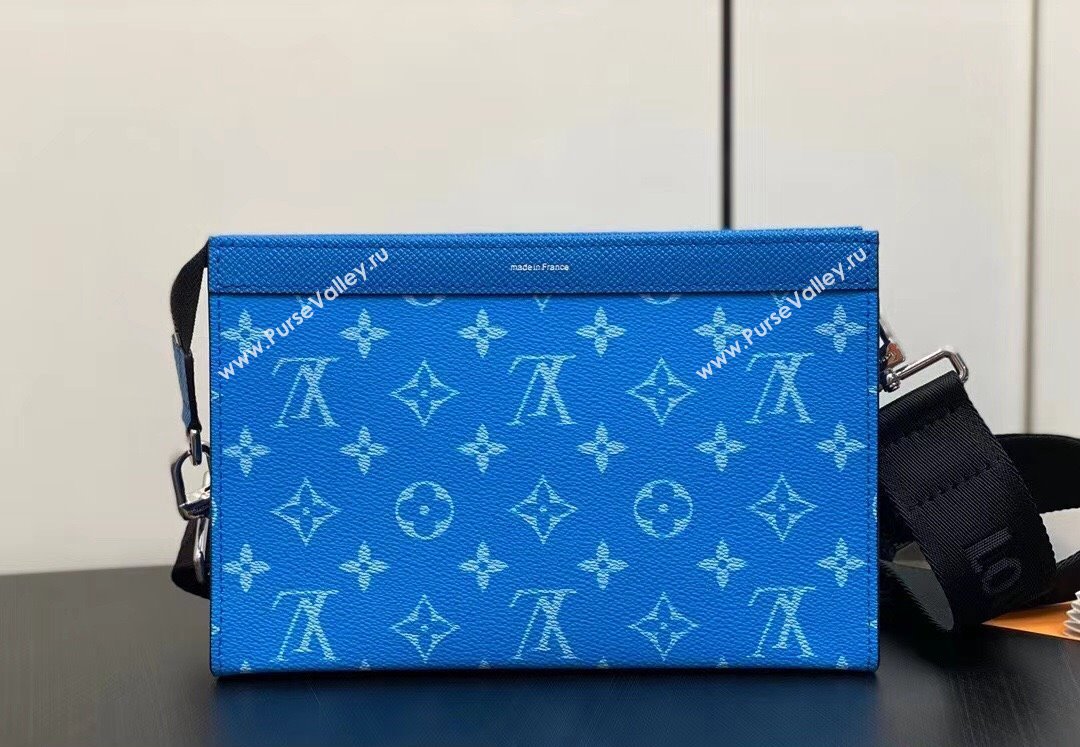 Louis Vuitton Taiga leather and Monogram canvas Gaston Wearable Wallet Bag M83099 Blue 2024 (kiki-24040133)