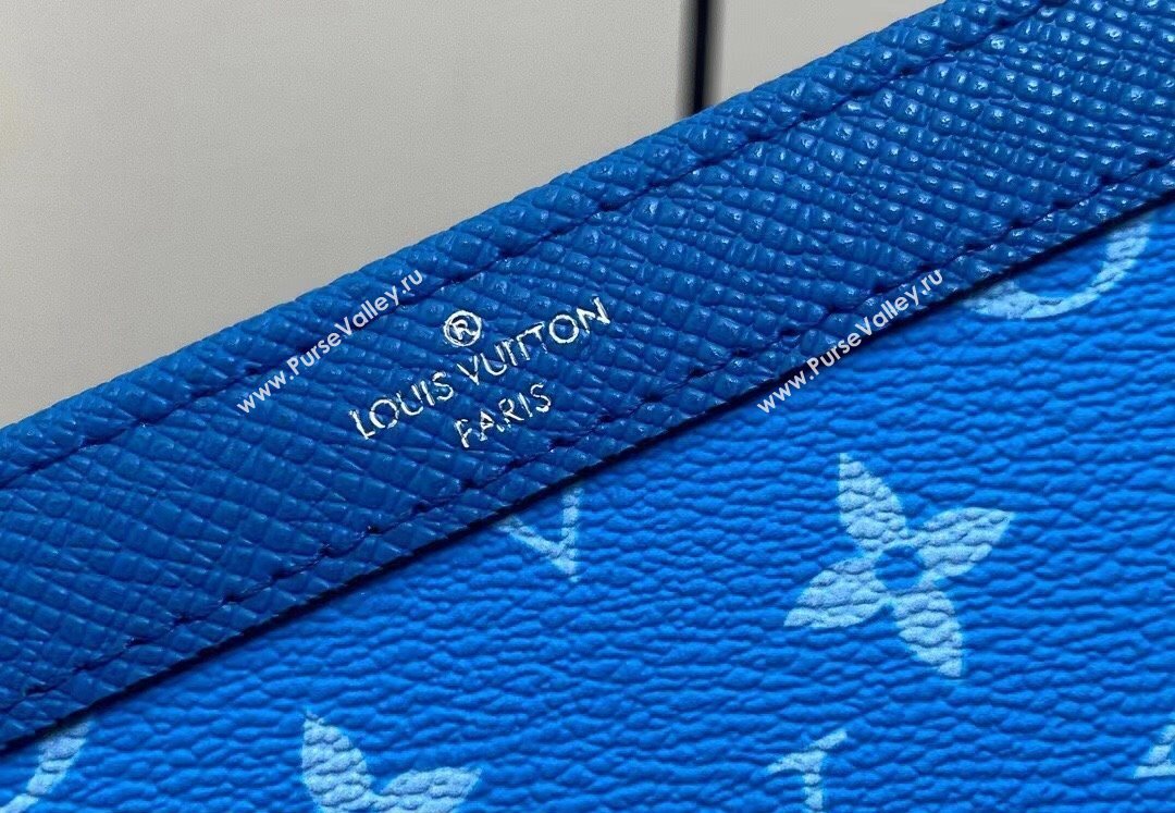 Louis Vuitton Taiga leather and Monogram canvas Gaston Wearable Wallet Bag M83099 Blue 2024 (kiki-24040133)