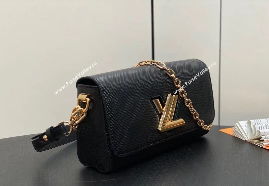 Louis Vuitton Epi grained cowhide leather Twist West Bag M24549 Black 2024 (kiki-24040101)