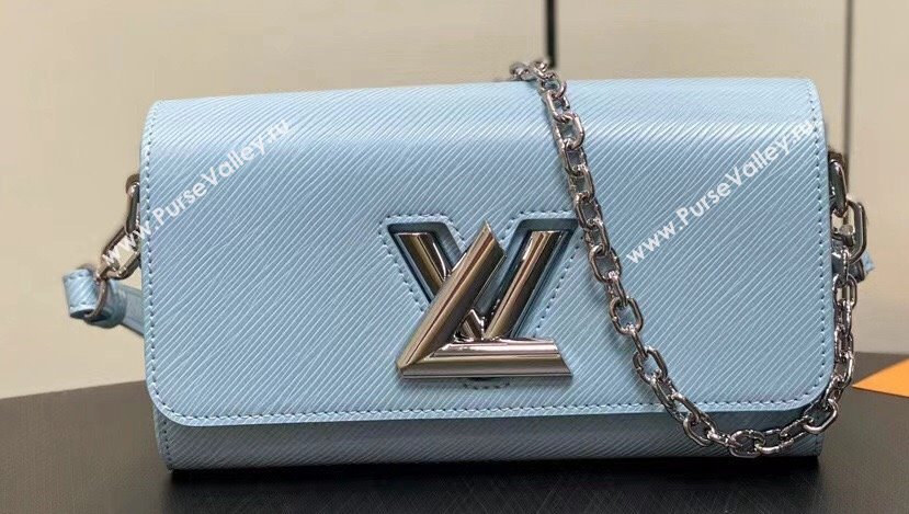 Louis Vuitton Epi grained cowhide leather Twist West Bag M24566 Candy Blue 2024 (kiki-24040104)