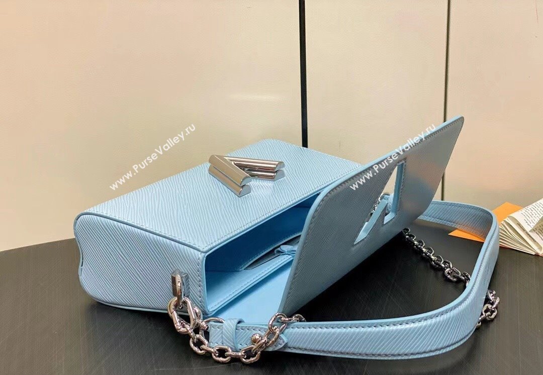 Louis Vuitton Epi grained cowhide leather Twist West Bag M24566 Candy Blue 2024 (kiki-24040104)