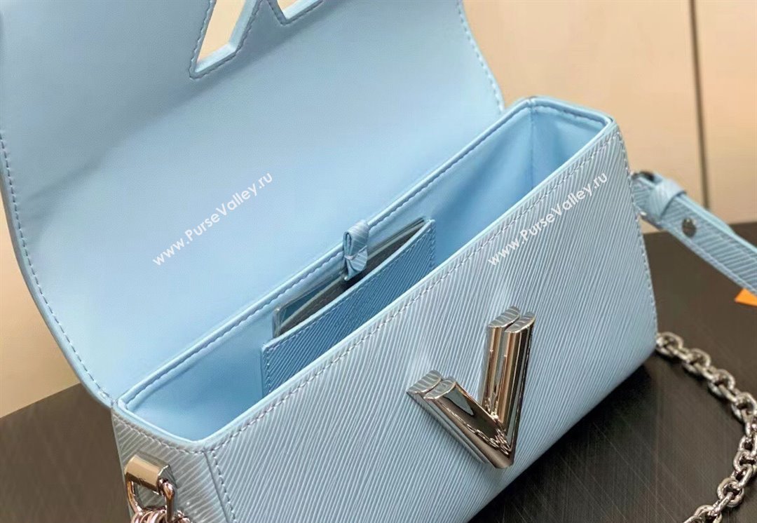 Louis Vuitton Epi grained cowhide leather Twist West Bag M24566 Candy Blue 2024 (kiki-24040104)