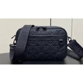 Louis Vuitton Monogram Shadow cowhide leather Alpha Messenger Bag Black 2024 (kiki-24040129)