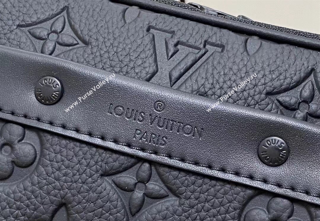 Louis Vuitton Monogram Shadow cowhide leather Alpha Messenger Bag Black 2024 (kiki-24040129)