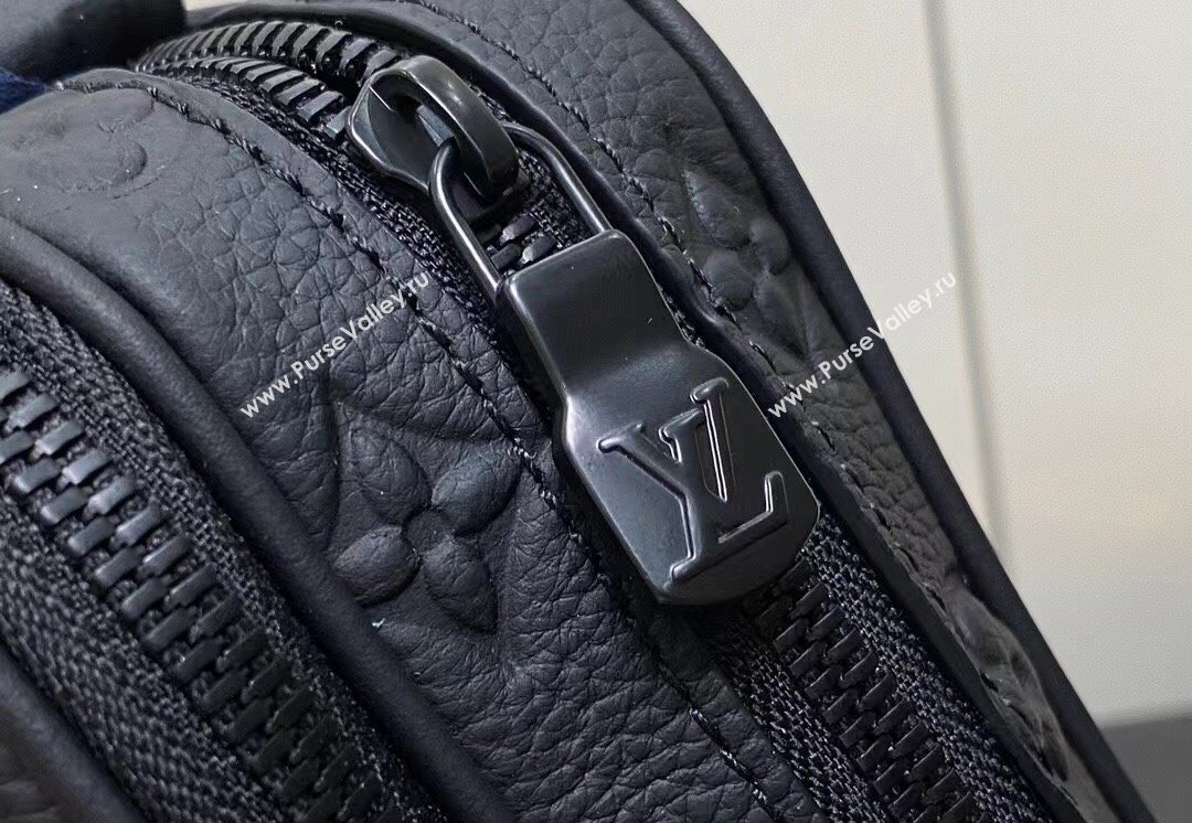 Louis Vuitton Monogram Shadow cowhide leather Alpha Messenger Bag Black 2024 (kiki-24040129)