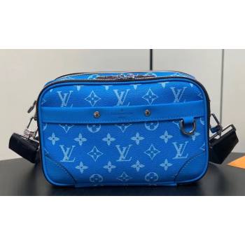 Louis Vuitton Taiga leather and Monogram canvas Alpha Messenger Bag M31016 Blue 2024 (kiki-24040127)