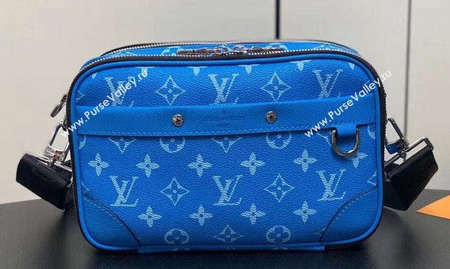 Louis Vuitton Taiga leather and Monogram canvas Alpha Messenger Bag M31016 Blue 2024 (kiki-24040127)