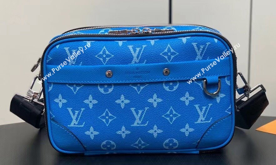 Louis Vuitton Taiga leather and Monogram canvas Alpha Messenger Bag M31016 Blue 2024 (kiki-24040127)