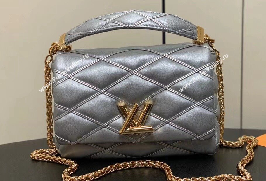 Louis Vuitton Lamb leather GO-14 MM Bag M25107 Silver 2024 (kiki-24040110)