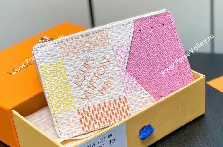 Louis Vuitton Damier Giant canvas Romy Card Holder N40639 Peach Pink 2024 (kiki-24040121)