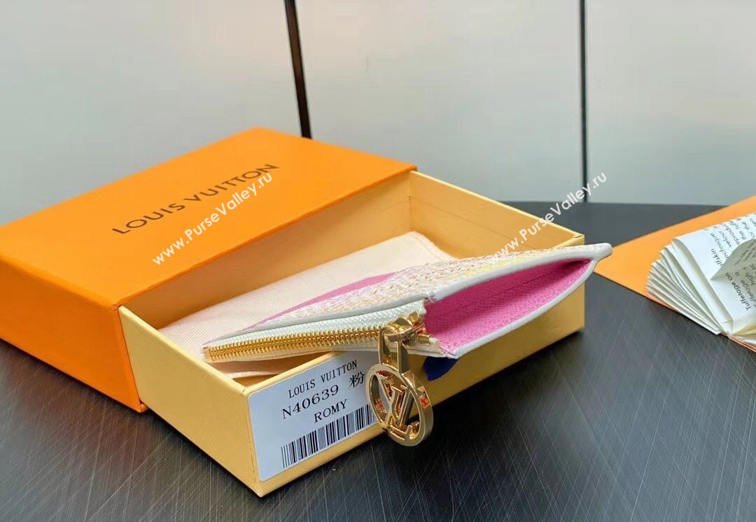 Louis Vuitton Damier Giant canvas Romy Card Holder N40639 Peach Pink 2024 (kiki-24040121)
