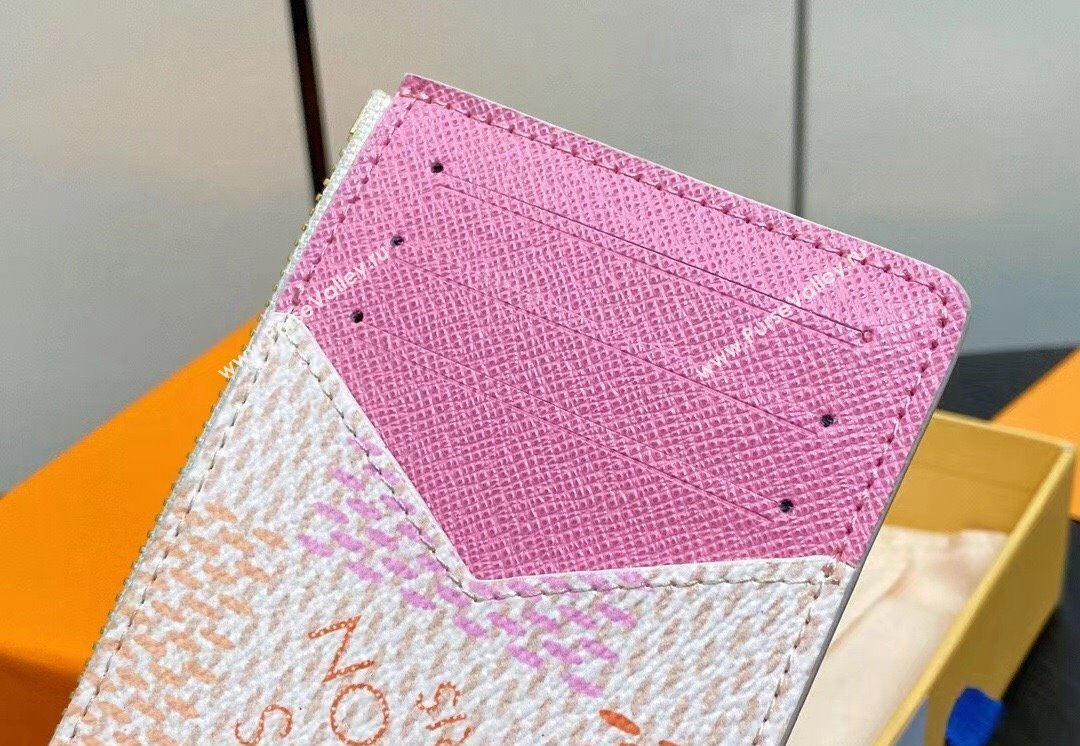 Louis Vuitton Damier Giant canvas Romy Card Holder N40639 Peach Pink 2024 (kiki-24040121)