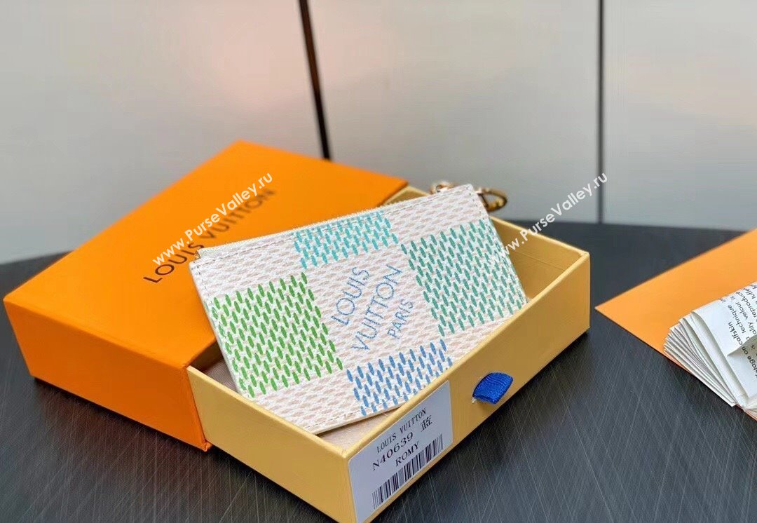 Louis Vuitton Damier Giant canvas Romy Card Holder N40639 Pistachio Green 2024 (kiki-24040122)