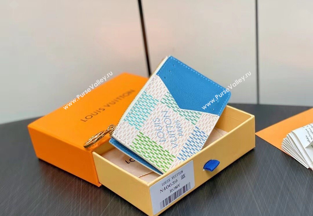 Louis Vuitton Damier Giant canvas Romy Card Holder N40639 Pistachio Green 2024 (kiki-24040122)