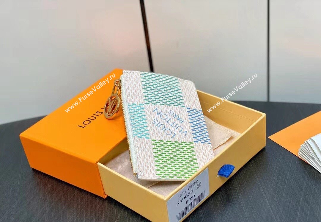 Louis Vuitton Damier Giant canvas Romy Card Holder N40639 Pistachio Green 2024 (kiki-24040122)